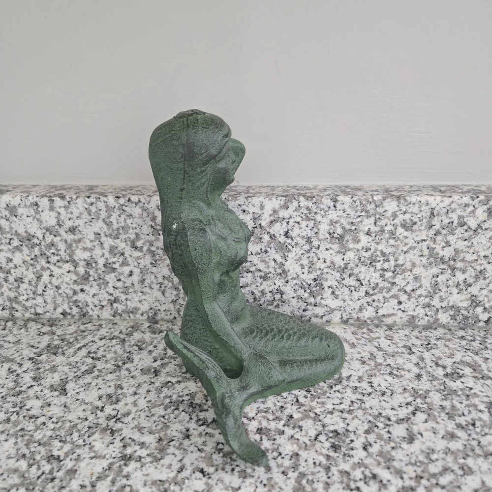 Cast Iron Green Mermaid Figurine - Picture 4 of 9